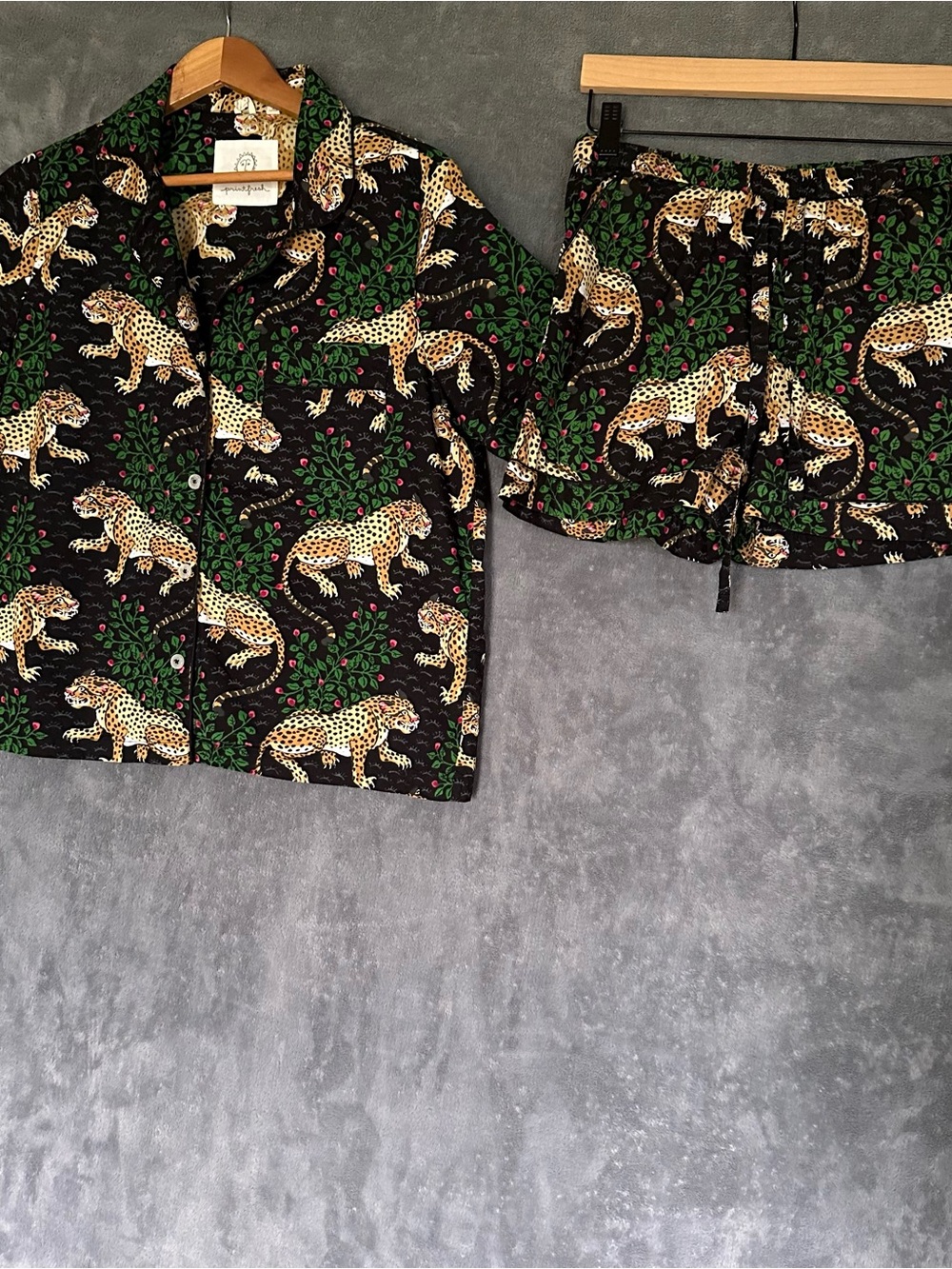Printfresh Organic Cotton Bagheera Cheetah Short Pajama Set Medium Petite